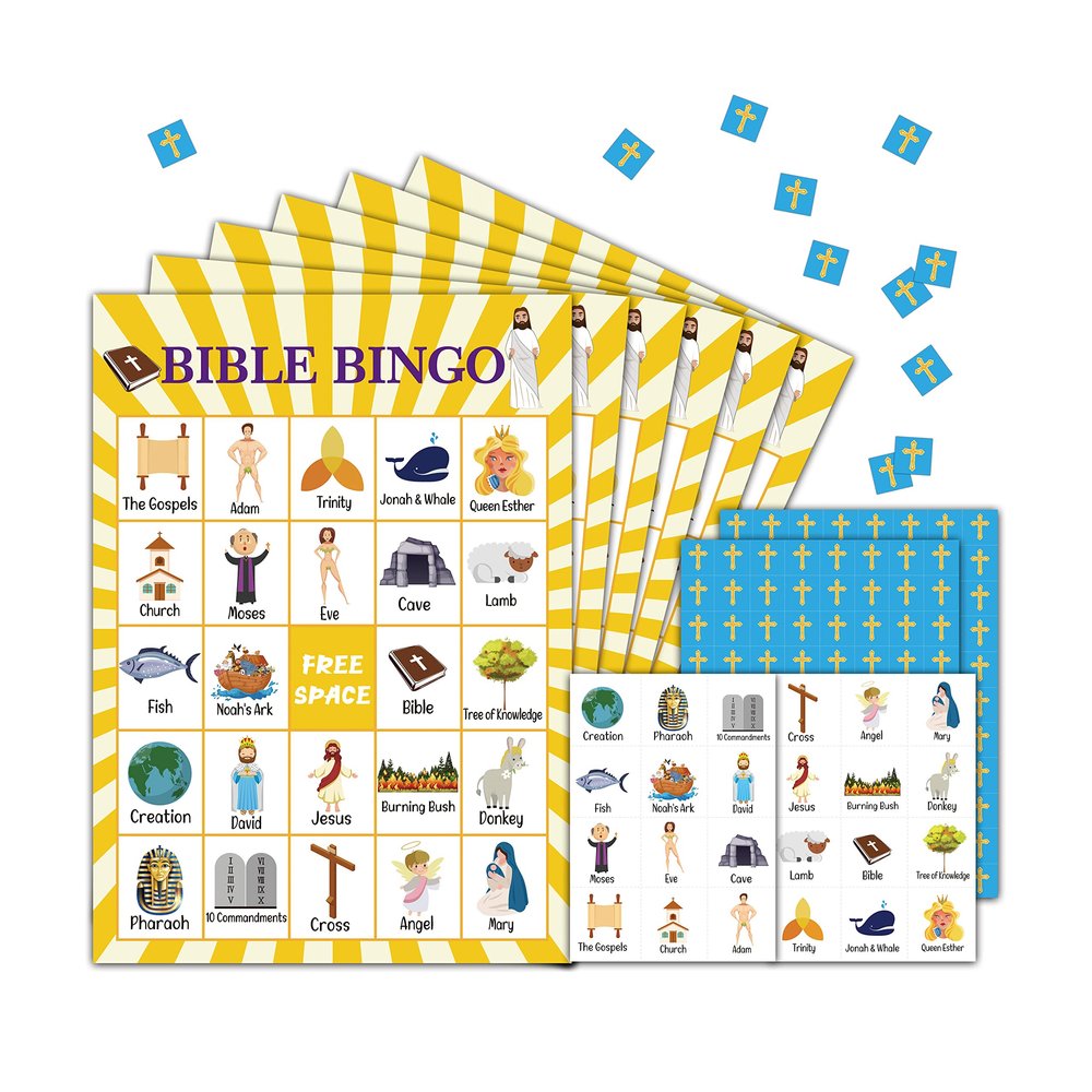 HEZNZXQ Bible Bingo Party Game Cards, Christian Nativity Bingo Family Activities, Party Favor Decor for Christian Sunday Church, 24 Players for Adult Party Games Supplies -04