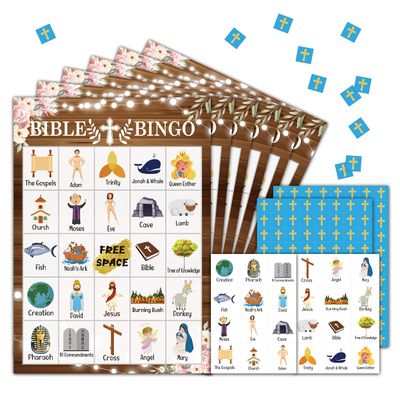 HEZNZXQ Bible Bingo Party Game Cards, Christian Nativity Bingo, Party Favor for Christian Sunday Church, 24 Players for Adult Party Games Supplies -06