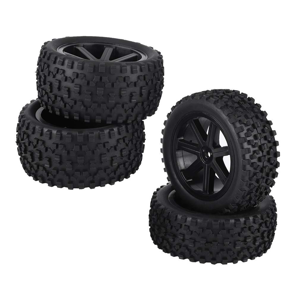 4pcs 1/10 RC Rubber Tyre Set Wheel Tires,RC Tires,Wheel Tyres Rubber Tire With Hubs,Truck Rubber Tyres for ZD Racing Buggy Crawler Car (Black), RC Tires, 4pcs 1/10 RC Rubber Tyre Set Wheel Tires