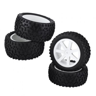4pcs 1/10 RC Rubber Tyre Set Wheel Tires,RC Tires,Wheel Tyres Rubber Tire With Hubs,Truck Rubber Tyres for ZD Racing Buggy Crawler Car (White), RC Tires, 4pcs 1/10 RC Rubber Tyre Set Wheel Tires