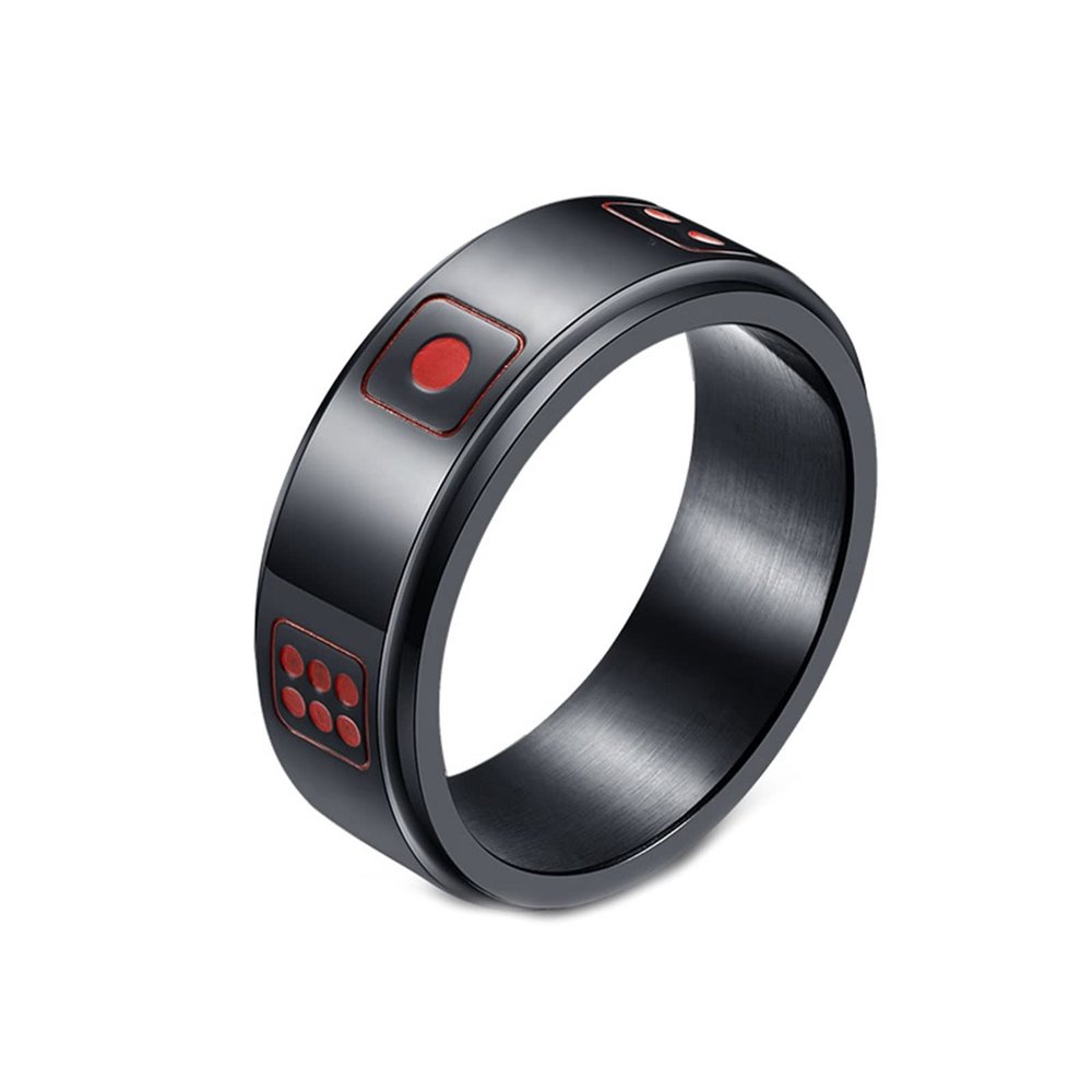 Mesnt Fidget Rings for Anxiety, Stainless Steel Dice Anxiety Spinner Bands Ring for Men Black, Size 6