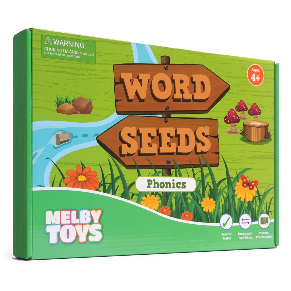 Melby Toys Word Seeds Phonics Game Fun Reading & Board Games for Kids Ages 4-8, Learn to Read, CVC & Kindergarten Games
