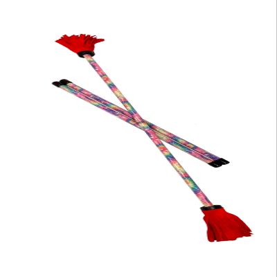 Zeekio Z-Stix Professional Juggling Flower Sticks-Devil Sticks and 2 Hand Sticks, Beginner Friendly - Festival Series (Banshee 17" HS 26" Stick, Red Tie Dye)