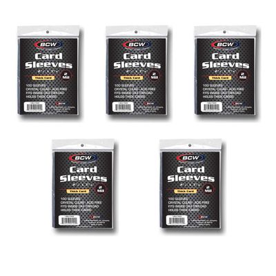 BCW Thick Trading Card Sleeve - 500 ct | Crystal Clear Polypropylene Protective Sleeves for Collectible Cards | Card Protector Sleeves Holds Trading Cards Up To 240pt | Fits Thick-Card Topload Holders