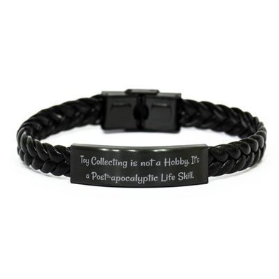 Mugart Sarcastic Toy Collecting Braided Leather Bracelet, Toy Collecting is not a Hobby. It's a Post., Reusable for Friends, Holiday
