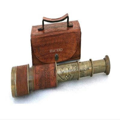 TSWO Handcrafted Telescope | 15 Inches | Functional Vintage Replica Nautical Antique Brass Spyglass Telescope | DOLLOND London 1920 Marine Collectible Dcor Pirate Telescope with Leather Box