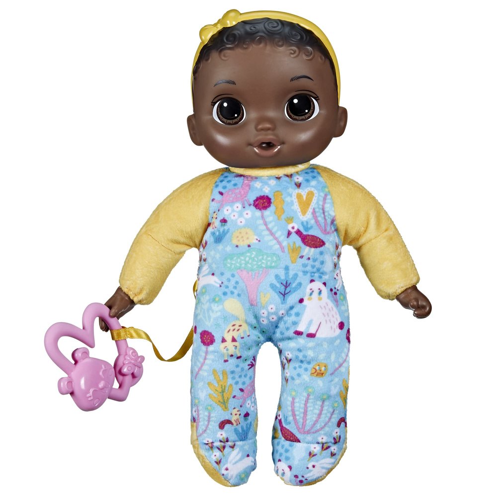 Baby Alive Soft n Cute Doll, Black Hair, 11-Inch First Baby Doll Toy, Washable Soft Body, Toddlers Kids 18 Months and Up, Teether Accessory