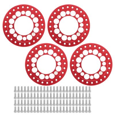 Dilwe RC Car Wheel Rim Ring RC Accessories, 4pcs RC Beadlock Wheel Rim Replacement Ring for Axial SCX10 90046 1/10 RC Car Parts, 1.9 Beadlock Wheel Ring RC Car Replacement Parts(Red)