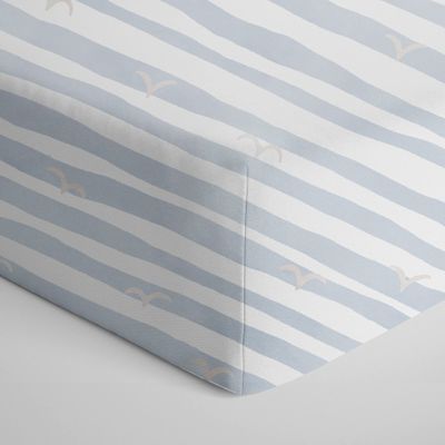 100% Cotton Jersey Crib Fitted Sheet - Blue Stripes - Ultra-Soft, Breathable, Fully Elasticized, Easy Care, Machine Washable for Toddler Mattress, Baby Crib, Nursery, Newborn, Boys & Girls