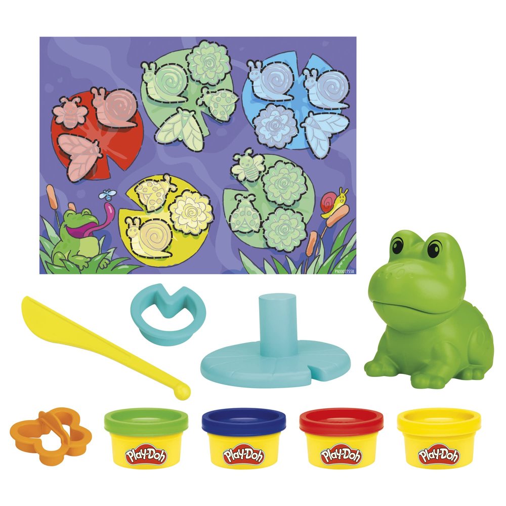 Play-Doh Frog n Colors Starter Set with Playmat, Preschool Toys for 3 Year Old Girls & Boys & Up, Preschool Crafts Frog Toy & 4 Modeling Compound Colors