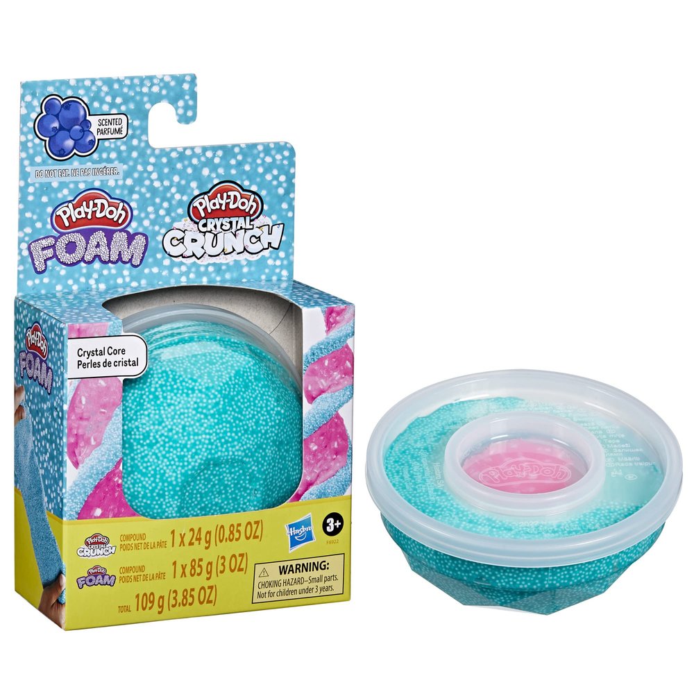Play-Doh Foam Crystal Core Set, Blueberry Scented Modeling Foam with Hot Pink Crystal Crunch Center, Kids Toys for 3 Year Old Girls & Boys & Up, Sensory Toys