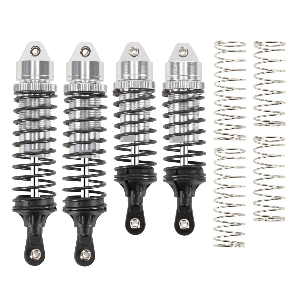 RCAWD Big Bore RC Shock for Slash 4WD 4x4 Upgrades Parts, 1/10 Stampede 4WD 4x4,Hoss 4WD 4x4,Rustler 4WD 4x4,4PCS Aluminum Full Metal Front Rear Shocks Absorber,Replace 5862(Silver)
