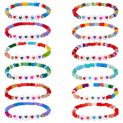 Bonuci 12 Pcs Kids Friendship Bracelets for Girls Motivational Letter Beads Bracelets Bulk for Girls Toddler Jewelry Gifts(Classic)