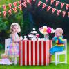 Chumia 20 Pcs Carnival Theme Party Decorations Circus Decorations Carnival Table Skirts Carnival Tablecloths Red White Striped Pennant Banners Circus Carnival Bunting Banners for Carnival Circus view 4