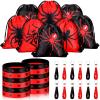 Lothee 32 Pcs Spider Party Favors Spiderweb Birthday Party Decor Drawstring Bag Goodies Bags with Rubber Bracelets Wristlet Keychain for Spiders Supplies Friends Gift Mardi Gras Accessories(Spider) view 1