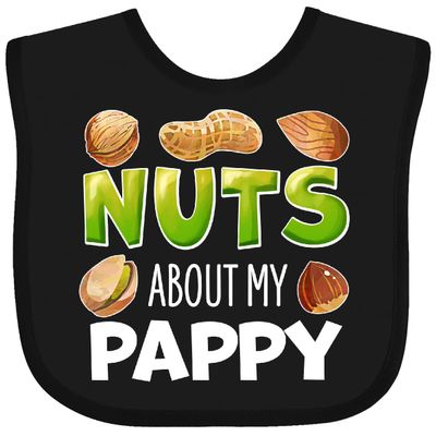 inktastic Nuts About My Pappy Peanut, Almond, Pistachio Baby Bib Black 39f4a