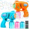 JOYIN 2 Bubble Guns with 2 Refill Solution (10 oz Total), Automatic Bubble Maker Blower Machine for Kids, Toddlers, Outdoors, Party, Birthday Gift, Easter Toys (Blue, Orange) view 1
