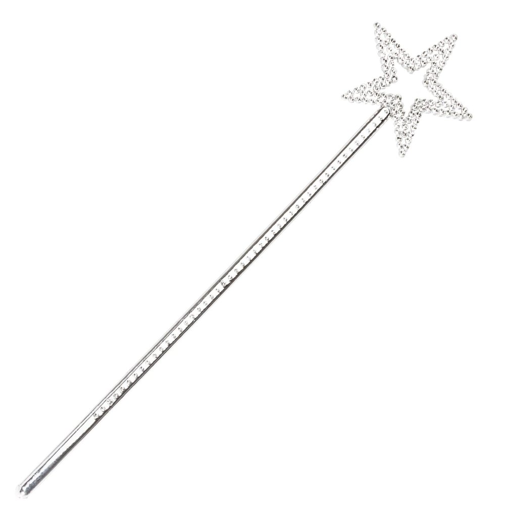 Qeuly Star Wand 13 Inches Fairy Angel Magic Princess Wands Silver Star Stick for Girl's Costume