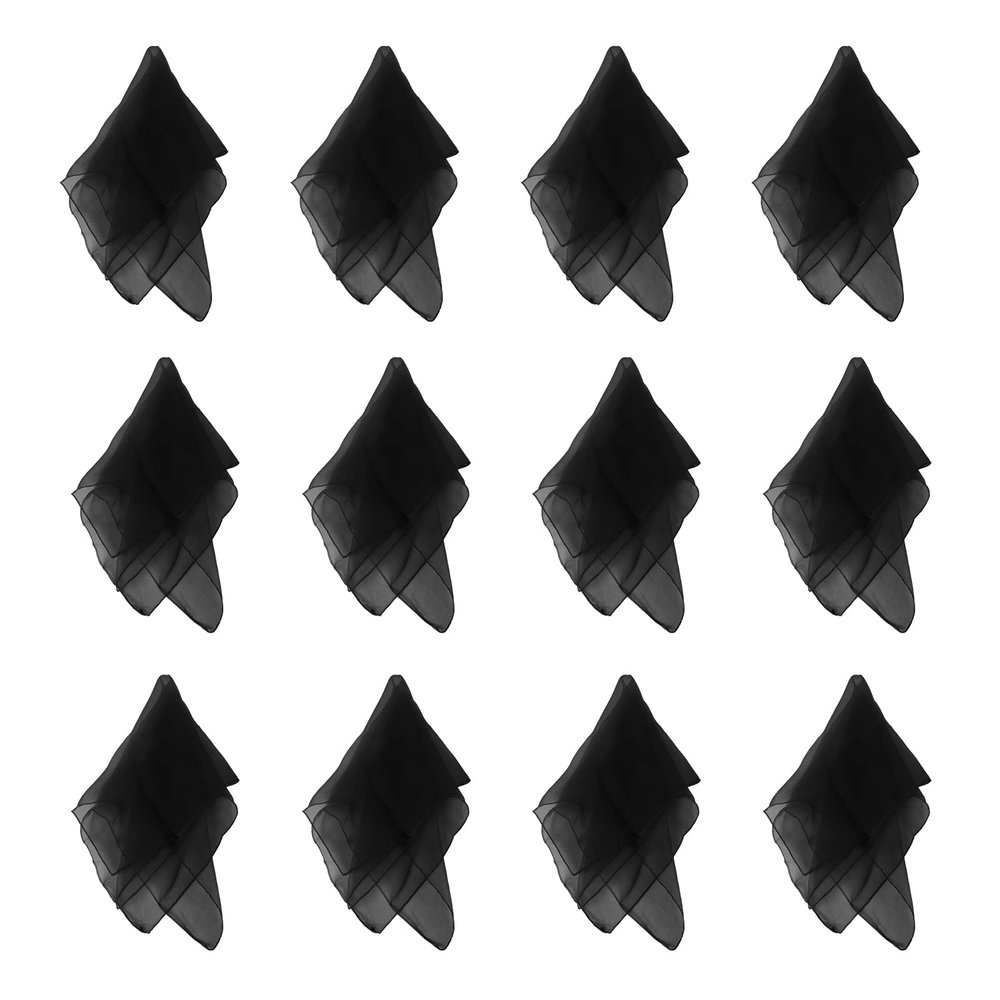 Larcele 12 Piece Juggling Plain Weave Dance Scarf for Performance Prop Accessory 24 x 24 inches WDSJ-02Black