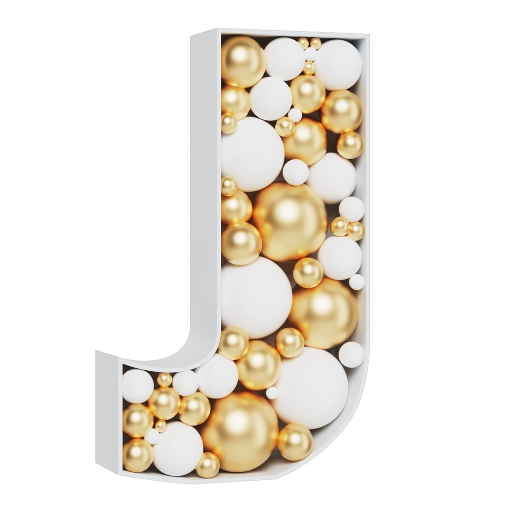 3FT Large Marquee Letters Mosaic Balloon Frame Pre-cut Foam Board Marquee Light Up Letters J for Birthday Party Decorations,Wedding,Baby Shower DIY Party Supplies (Letter J)