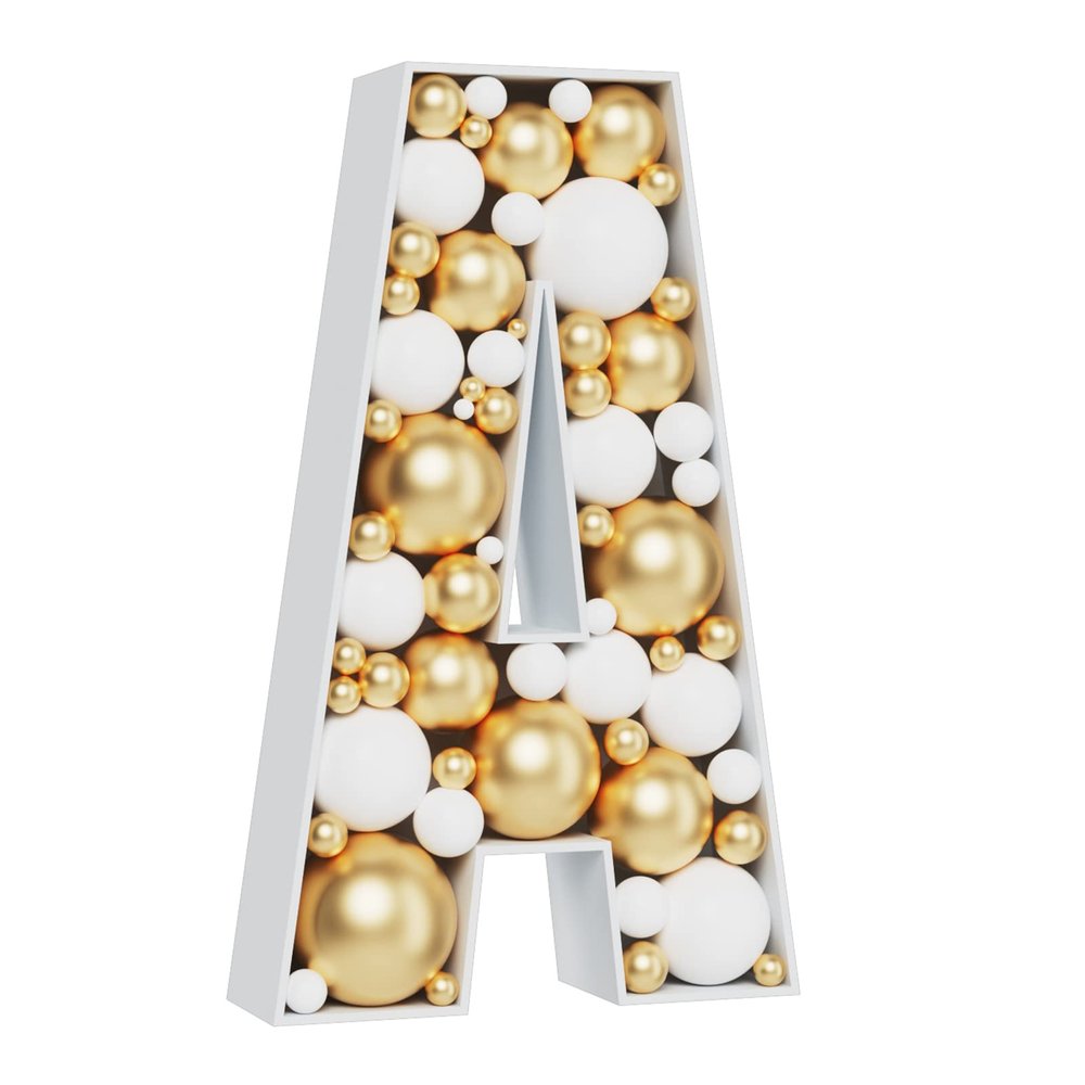 3FT Large Marquee Letters Mosaic Balloon Frame Pre-cut Foam Board Marquee Light Up Letters A for Birthday Party Decorations,Wedding,Baby Shower DIY Party Supplies (Letter A)