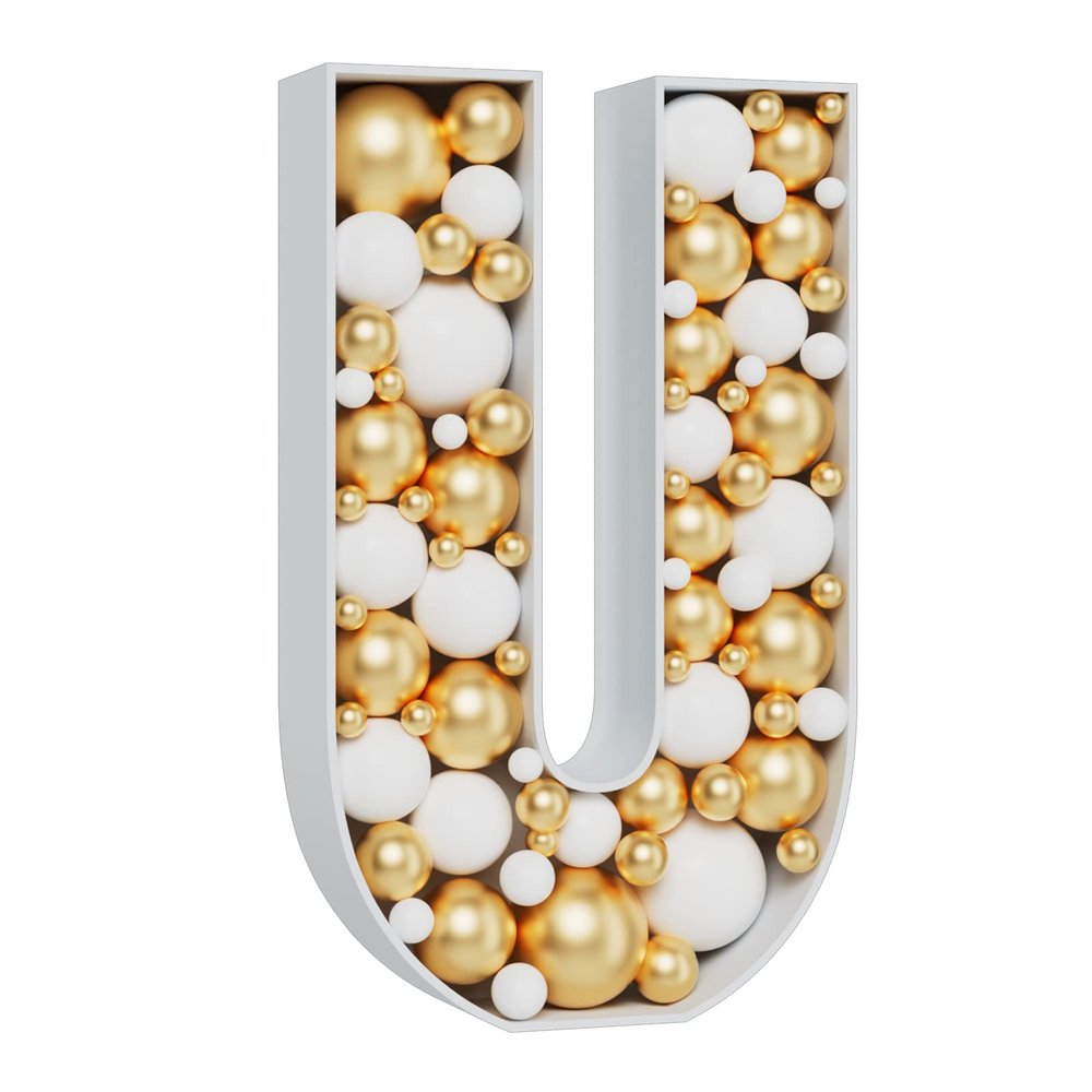 3FT Large Marquee Letters Mosaic Balloon Frame Pre-cut Foam Board Marquee Light Up Letters U for Birthday Party Decorations,Wedding,Baby Shower DIY Party Supplies (Letter U)