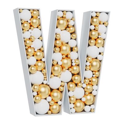 3FT Large Marquee Letters Mosaic Balloon Frame Pre-cut Foam Board Marquee Light Up Letters W for Birthday Party Decorations,Wedding,Baby Shower DIY Party Supplies (Letter W)