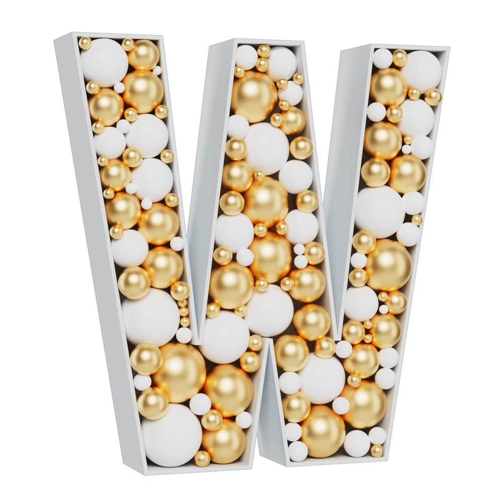 3FT Large Marquee Letters Mosaic Balloon Frame Pre-cut Foam Board Marquee Light Up Letters W for Birthday Party Decorations,Wedding,Baby Shower DIY Party Supplies (Letter W)