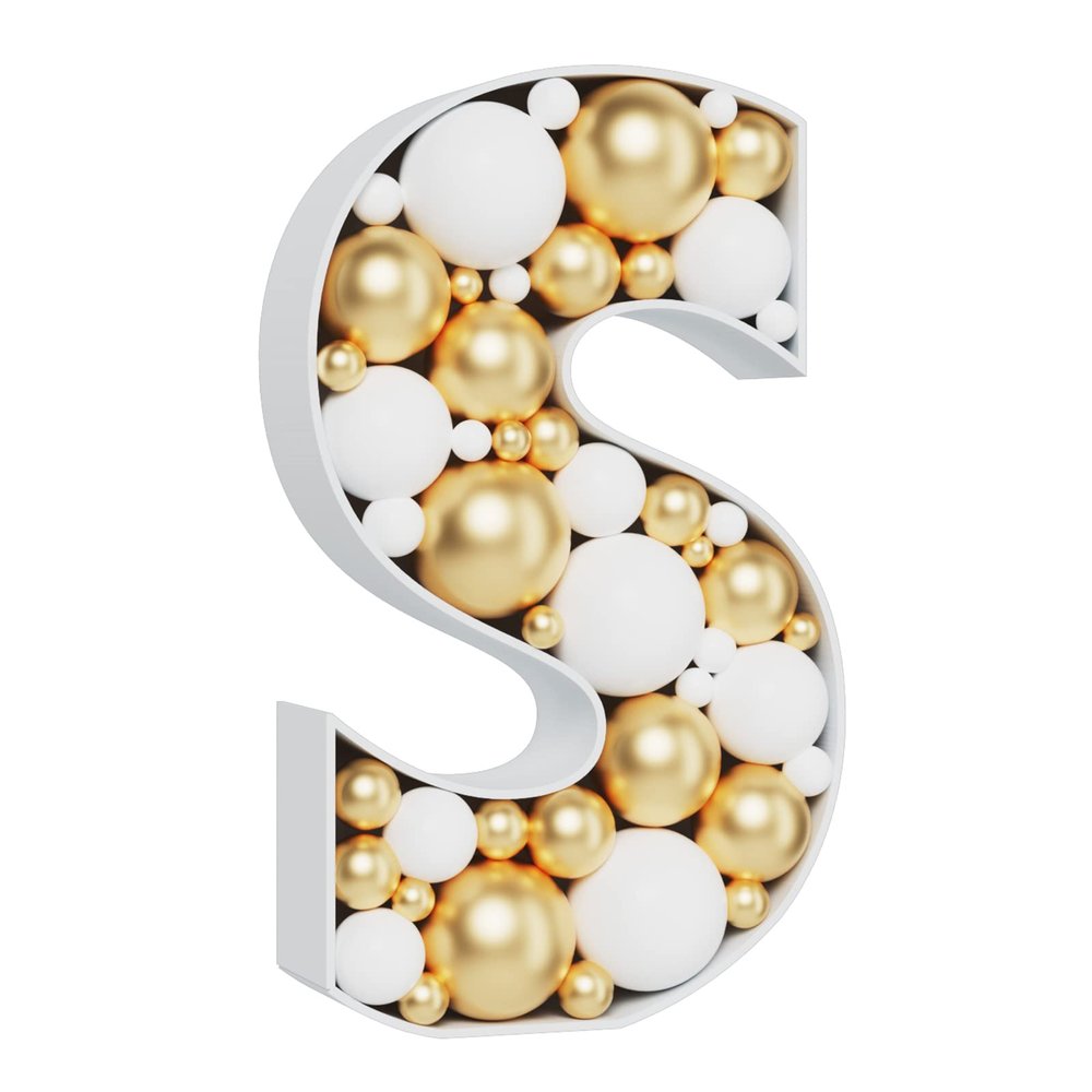 3FT Large Marquee Letters Mosaic Balloon Frame Pre-cut Foam Board Marquee Light Up Letters S for Birthday Party Decorations,Wedding,Baby Shower DIY Party Supplies (Letter S)