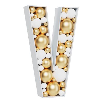 3FT Large Marquee Letters Mosaic Balloon Frame Pre-cut Foam Board Marquee Light Up Letters V for Birthday Party Decorations,Wedding,Baby Shower DIY Party Supplies (Letter V)