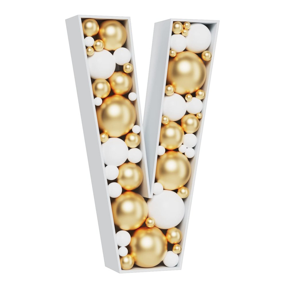 3FT Large Marquee Letters Mosaic Balloon Frame Pre-cut Foam Board Marquee Light Up Letters V for Birthday Party Decorations,Wedding,Baby Shower DIY Party Supplies (Letter V)