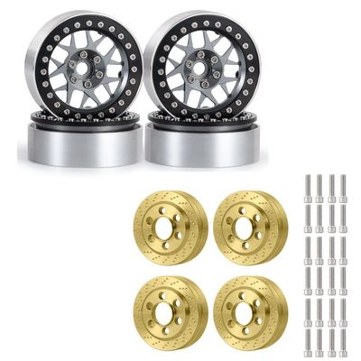 4PCS 1.9 Beadlock Wheel Rims and RC Wheel Weight Block 56g Upgrade Parts for 1/10th RC Crawler Car