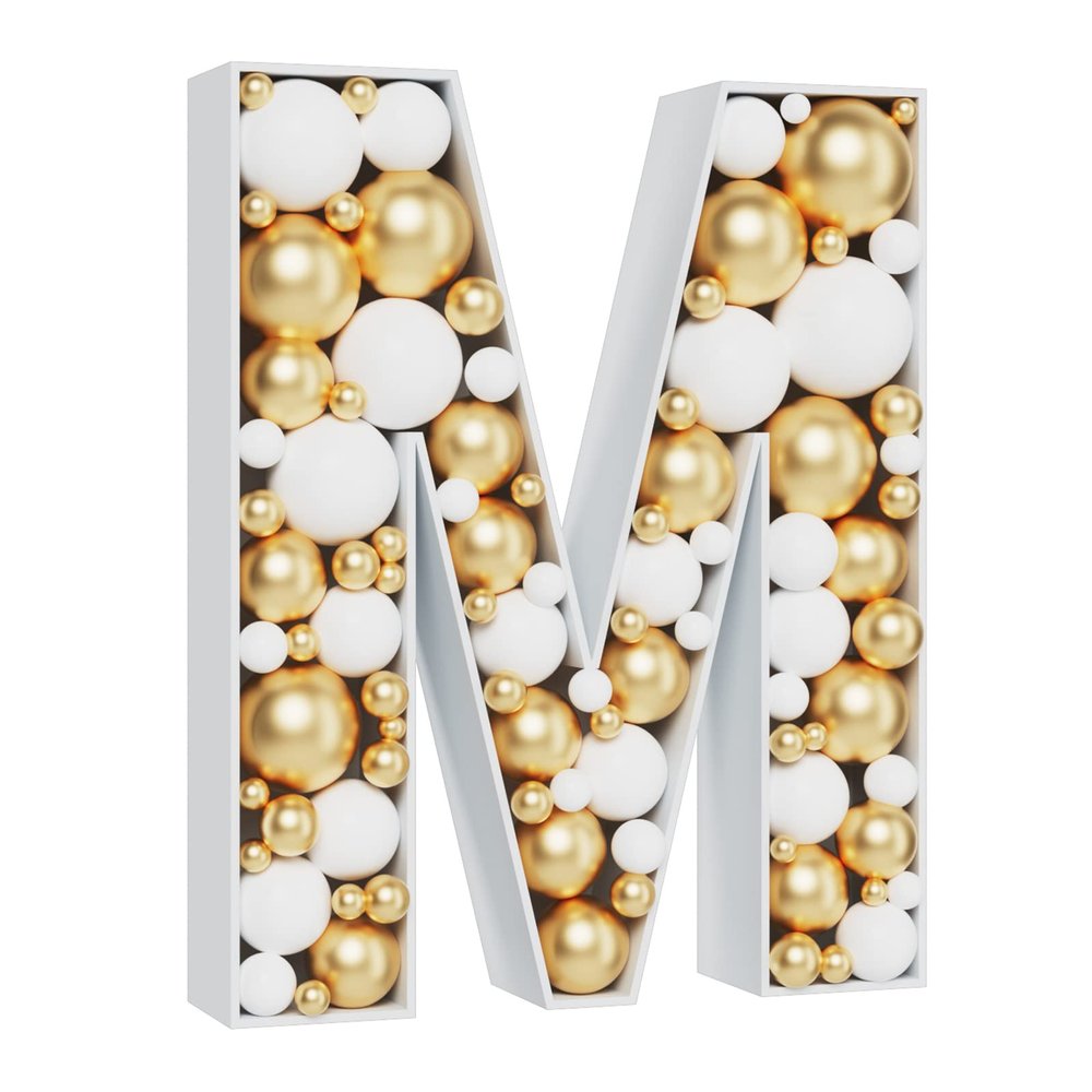 3FT Large Marquee Letters Mosaic Balloon Frame Pre-cut Foam Board Marquee Light Up Letters M for Birthday Party Decorations,Wedding,Baby Shower DIY Party Supplies (Letter M)