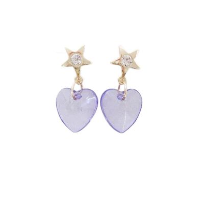 minacute Star & Heart Earrings Purple Q3244