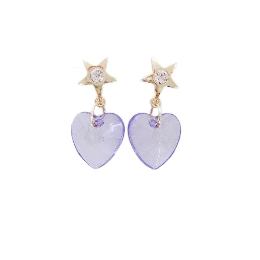 minacute Star & Heart Earrings Purple Q3244