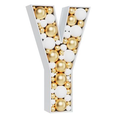 MEYSIMOON 3FT Mosaic Balloon Frame (White, Y), Unisex, Kids, 1 Piece, LED Light, for Wedding, Anniversary, Birthday, Baby Shower Decorations
