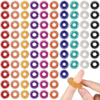 200 Pcs Acupressure Rings Fidget Spiky Sensory Finger Massager Ring Stress Relief Fidget Sensory Toys Anxiety Relief Toys Stress Reducer for Men, Women(Classic Color)