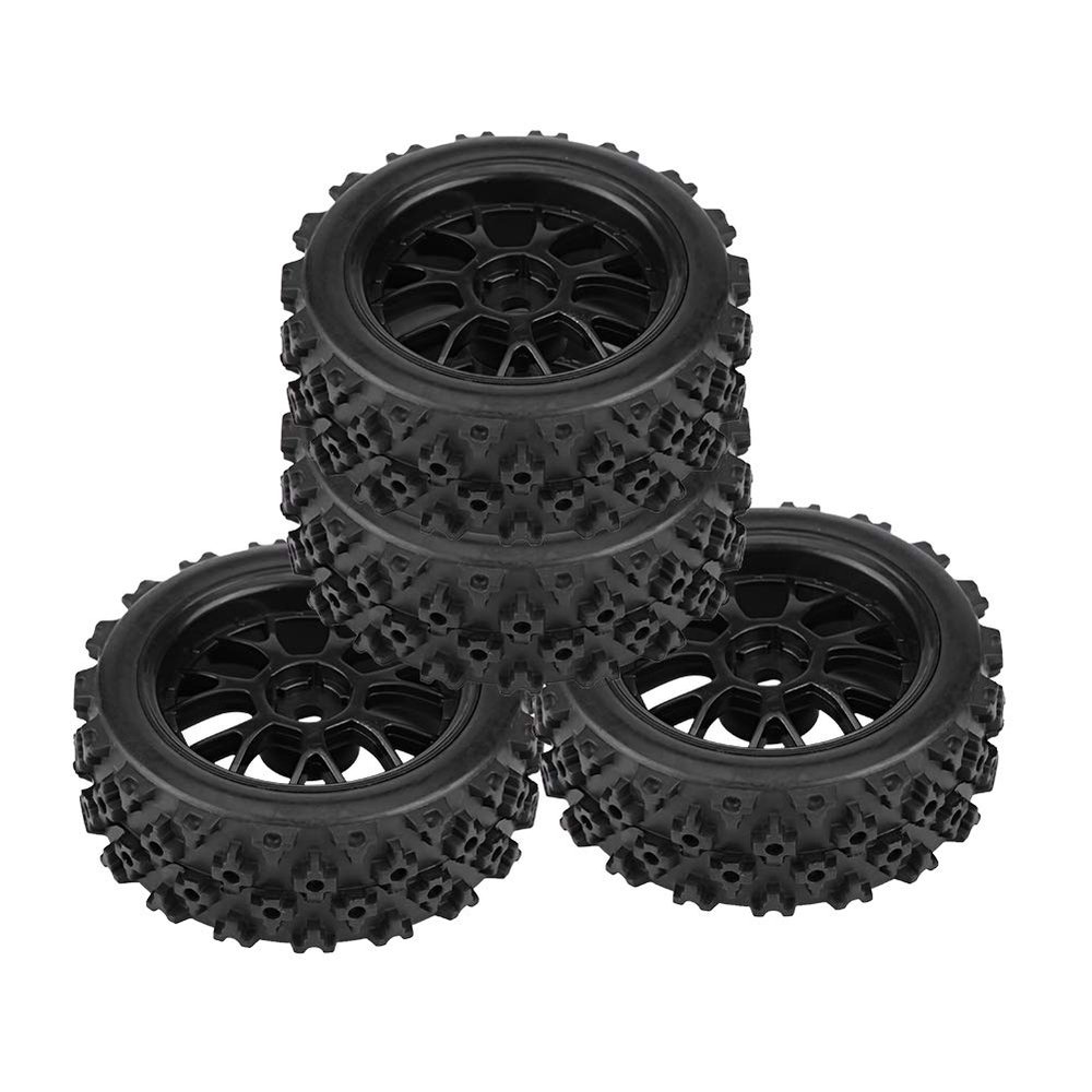 Pilipane Plastic Wheel Rims & Rubber Tires, Toy Road Vehicle Tires, 4pcs Set Racing Vehicle Tires Rubber Tyre Wheel Edge for RC 1 : 10 Car(Black), Toy Road Vehicle Tires, Plastic Wheel Rims & Rubbeof