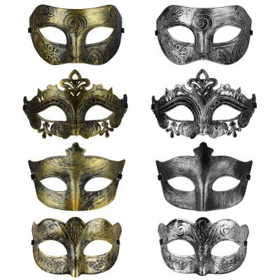 ABOOFAN Masquerade Masks Halloween Venetian Mask 8pcs Vintage Antique Masks Cosplay Half Mask for Halloween Costume Mardi Gras Dress Party