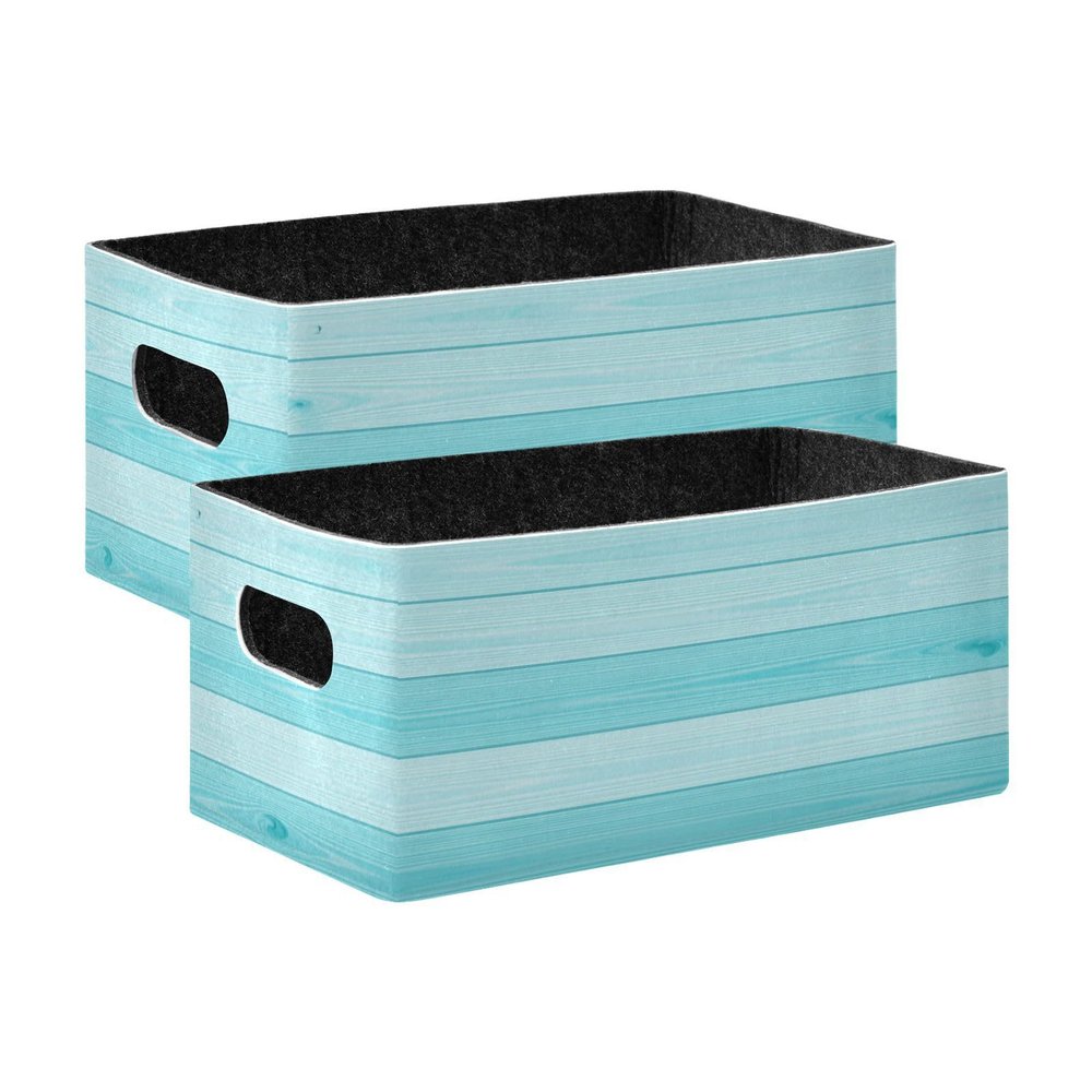 Kcldeci Teal Turquoise Green Wood Storage Bins Baskets for Organizing 2Pack, Wood Wooden Board Farm Sturdy Storage Basket Foldable Storage Baskets for Shelves Closet Nursery Toy
