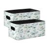 Kcldeci Flower Green Leaves Storage Bins Baskets for Organizing 2Pack, Sturdy Storage Basket Foldable Storage Baskets for Shelves Closet Nursery Toy view 1