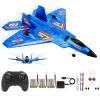 ANTSIR Remote Control Plane F-22 Raptor, 2.4GHz Durable Foam Rc Airplane with Smart Gyro/LED Lights/3 Rechargeable Batteries, RC Jet Glider Toy Gift for Kids Boys Girls 8-16 Year Old (Blue) view 1