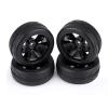 RC Rubber Tyre Set Wheel Tires, RC Tires, 1/10 On Road Tires, 4pcs Set Tires Rubber Tyre, Racing Wheel, Car Tires Hard Tyre for RC 1 : 10 Car Part (Black 5 Hole Outline), RC Tires, RC Rubber T view 1