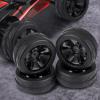 RC Rubber Tyre Set Wheel Tires, RC Tires, 1/10 On Road Tires, 4pcs Set Tires Rubber Tyre, Racing Wheel, Car Tires Hard Tyre for RC 1 : 10 Car Part (Black 5 Hole Outline), RC Tires, RC Rubber T view 4