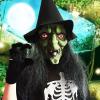 Latex Witch Mask with Black Hair and Hat, Halloween Scary Old Woman Horror Costume Party Props Creepy Cosplay, Green view 3