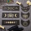 Queekay 6 Pieces Wooden Tarot Card Holder Stand Include Tarot Card Deck Holders Moon Shaped Display Black Altar Stands for Oracle Witch Divination Tools Wiccan Supplies view 1