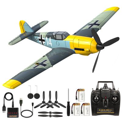 ANTSIR Remote Control Airplane for Adults BF109, 4 Channel RC Plane with 6-Axis Gyro Aerobatic, WW2 Warbird Park Flyer Gift