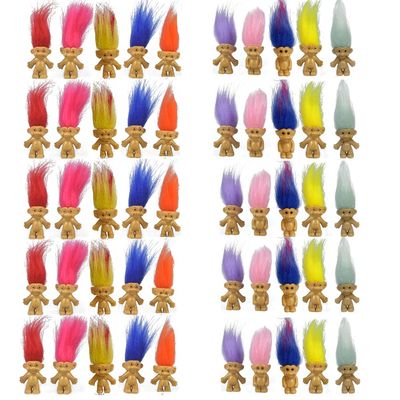 Yintlilocn 50PCS Mini Troll Dolls, PVC Vintage Troll Doll Mini Action Figures 1.2" Cake Toppers Chromatic Adorable Cute Little Guys Collection, School Project, Arts Crafts, Party Favors