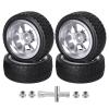 Hobbyfire Preglued 2.64" OD Aluminum Metal 12mm Hex Wheels and Tires Set for 1/10 On-Road Racing RC Touring Cars Drift, Compatible with Traxxas 4Tec 2.0/3.0, Tamiya TT01 TT02, HPI RS4, Redcat(Color A) view 1