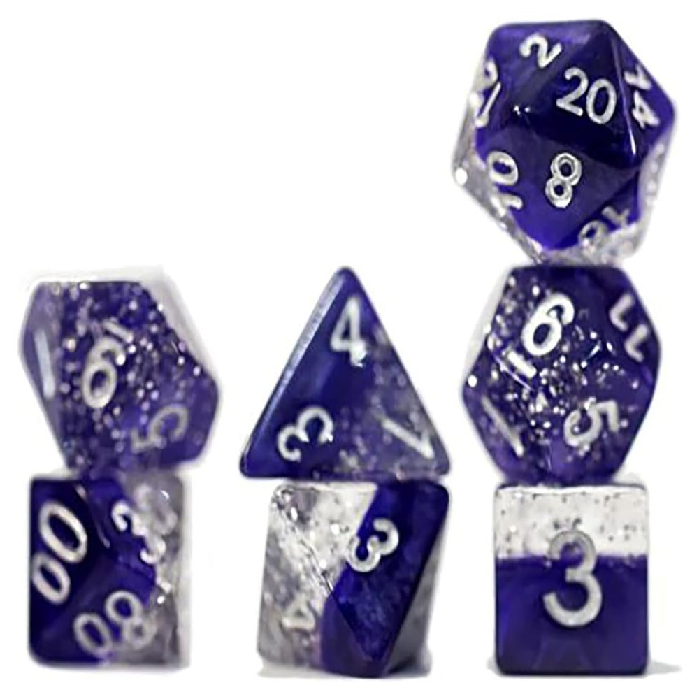 Gate Keeper Games & Dice Gate Keeper Halfsies Dice: Glitter Purple - Sparkle Edition - 7 Piece Dice Set, Gate Keeper Games